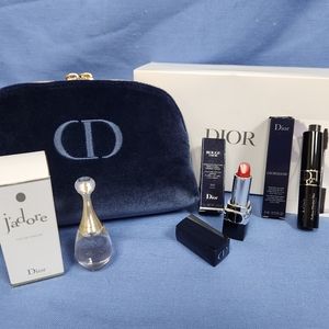 NIP DIOR 4 pc Mini Gift Set in Velvet Pouch w/Jadore, Lipstick & Mascara